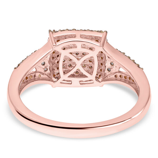 Natürlicher Champagner Diamant und weißer Diamant Ring, 925 Silber Roségold Vermeil (Größe 21.00) ca. 0.50 ct image number 5