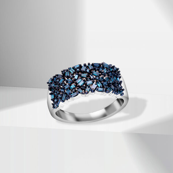 Blauer Diamant Ring 925 Silber platiniert (Größe 19.00) ca. 1.00 ct image number 1