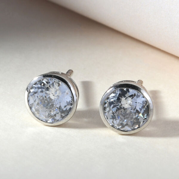 LUSTRO STELLA Hergestellt mit Feinster ZIRKONIA Ohrstecker 925 Silber platiniert image number 2