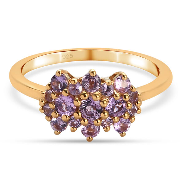 Lila Saphir Cluster Ring, 925 Silber vergoldet, 0,83 ct. image number 2