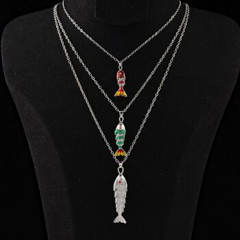 Orange Zirkonia Schmuckset ca. 50 cm + 5 cm Extender, Nickelfreies Messing emailliert