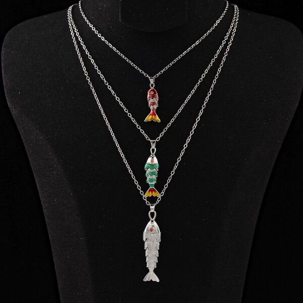 Orange Zirkonia Schmuckset ca. 50 cm + 5 cm Extender, Nickelfreies Messing emailliert image number 1