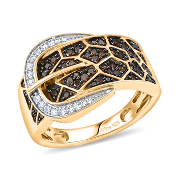 D'Joy Roter Diamant Ring 925 Silber 750 Gelbgold vermeil (Gr&ouml;&szlig;e 17.00)