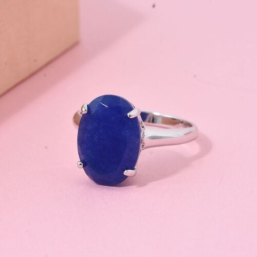 Blaue Jade Ring 925 Silber rhodiniert (Größe 17.00) ca. 5,13 ct image number 1