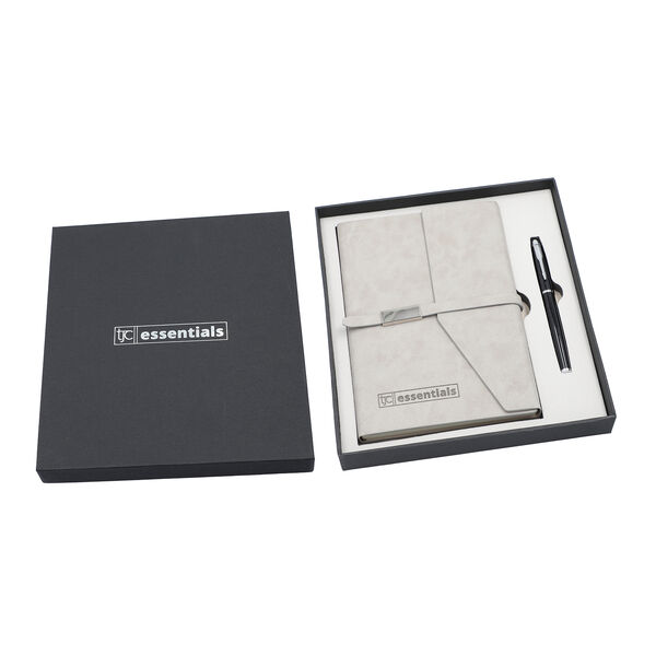 Geschenkidee: Kunstwildleder Notizbuch und Kugelschreiber Set, Gr&ouml;&szlig;e 21x15 cm, Beige, 2 teilig image number 5