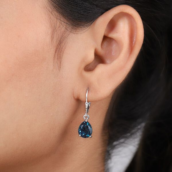 Indicolith Triplett Quarz Ohrhänger 925 Silber Platin- Überzug ca. 5,00 ct  image number 3