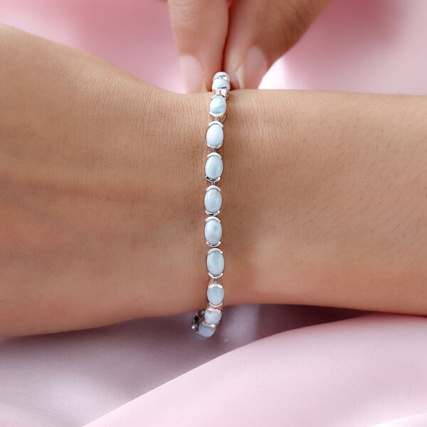 Larimar-Armband, ca. 20 cm, 925 Silber platiniert ca. 11,23 ct image number 3