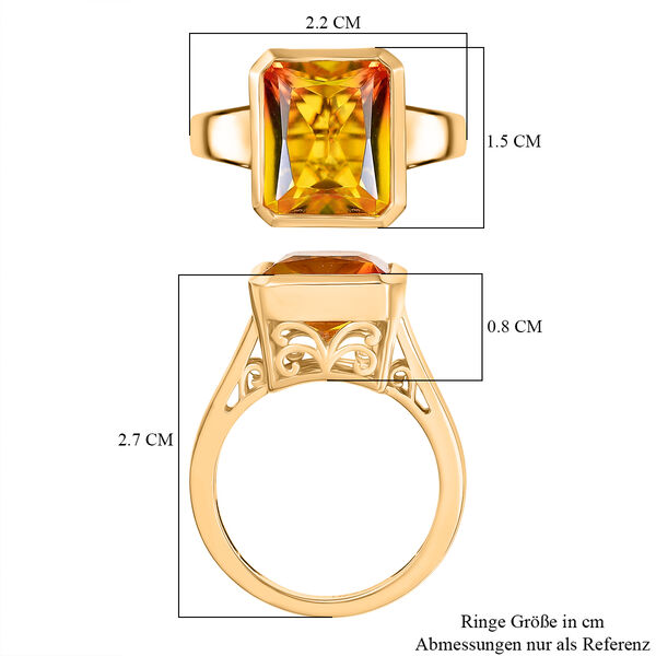 D'Joy - Sonnenfeuer-Design Sphaleros-Quarz Ring,  925 Silber 750 Gelb vergoldet (Gr&ouml;&szlig;e 19.00) ca. 6.27 ct image number 6