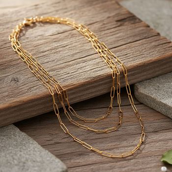 Mehrstr&auml;ngige B&uuml;roklammer 43cm Halskette in Goldton