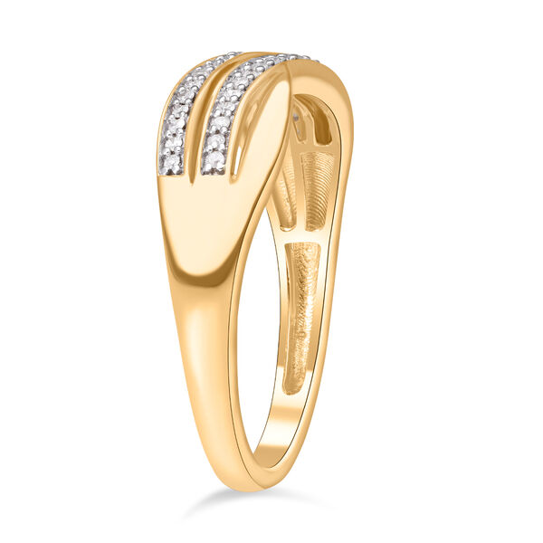 Wei&szlig;er Diamant Ring 925 Silber Gelbgold Vermeil (Gr&ouml;&szlig;e 19.00) ca. 0,19 ct image number 3