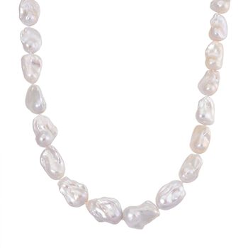 D'Joy Wei&szlig;e Barockperle 50cm Halskette und 19+5cm Armband