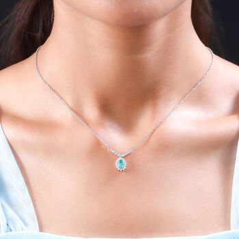 Kagem sambisches Smaragd und wei&szlig;es Zirkon-Collier, ca. 45 cm, 925 Silber platiniert ca. 0,73 ct