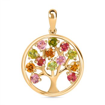 Mehrfarbig-Turmalin Anh&auml;nger 925 Silber 750 Gelbgold Vermeil ca. 1.60 ct