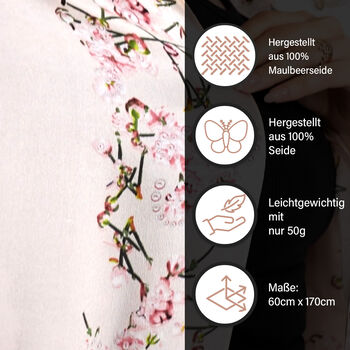 LA MAREY - 100% Maulbeeren-Seidenschal, Chiffon, 60x170 cm, Wei&szlig;