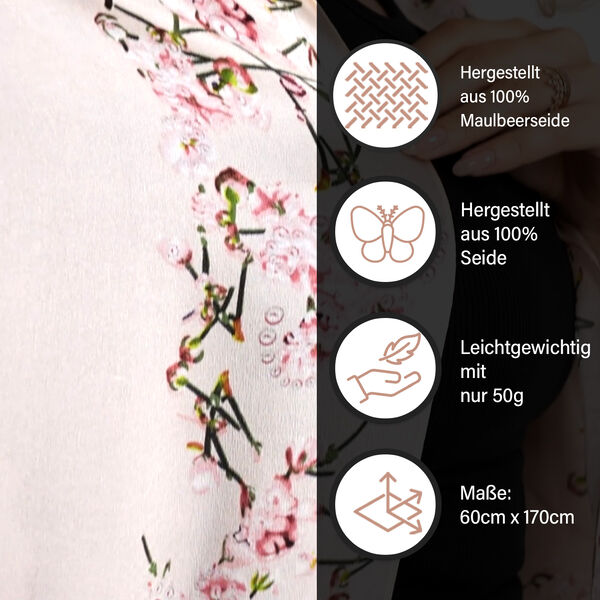 LA MAREY - 100% Maulbeeren-Seidenschal, Chiffon, 60x170 cm, Wei&szlig; image number 3