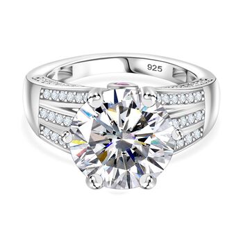 Moissanit, Afrikanischer Rubin (Fissure gef&uuml;llt) Ring 925 Silber platiniert (Gr&ouml;&szlig;e 16.00) ca. 5,57 ct