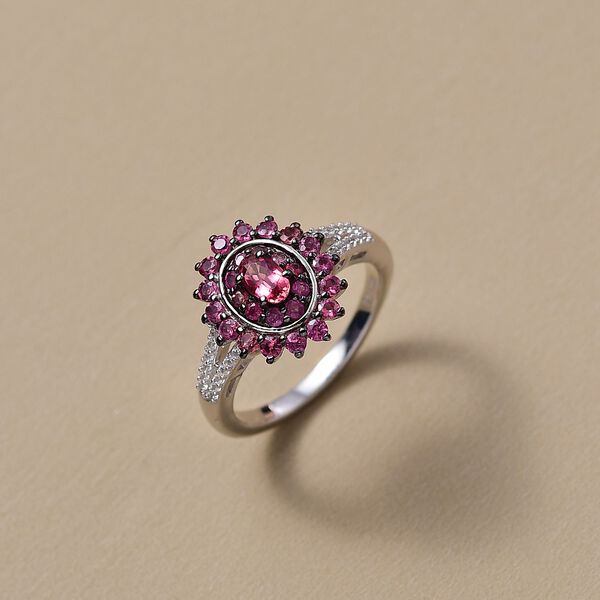 D'Joy AA Rubellit Granat und Zirkon Ring und Anh&auml;nger mit 50cm Kette image number 9