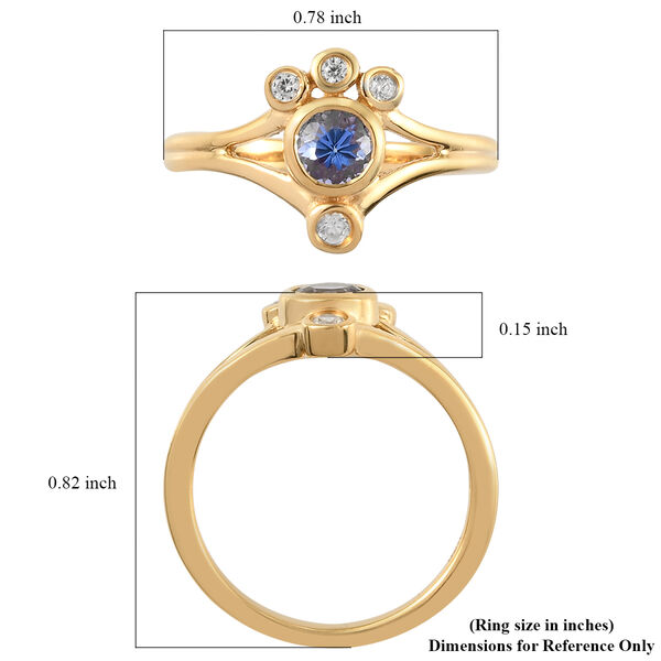 Tansanit und Zirkon Ring 925 Silber vergoldet  ca. 0,48 ct image number 6