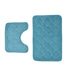 Homesmart - 2er Set geprägte Flanell-Badematte mit rutschfester Unterseite (50x80cm), türkis