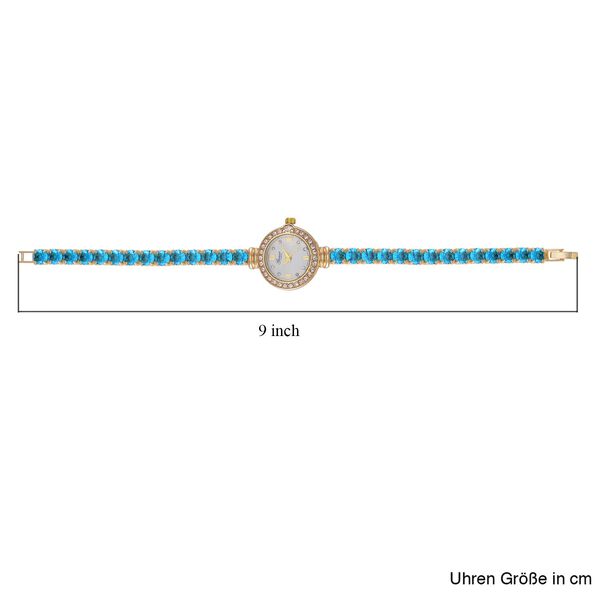 Genoa Time V2 - PC21S Japanisches Uhrwerk, Gehäuse mit weißen Kristallakzenten und PNP-Goldplattierung, rundes Zifferblatt mit weißen Ziffern und Kristallen, blauen Zirkonia und weißen Kristallen image number 7