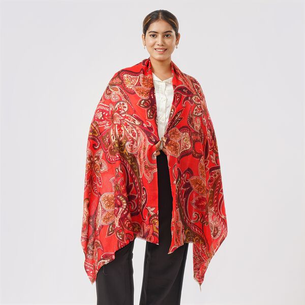 LA MAREY Schal aus 100% Premium-Kaschmir mit Digitaldruck, 70x200 cm, rot image number 5