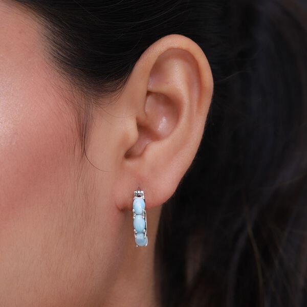 larimar Creolen 925 Silber platiniert ca. 2,69 ct image number 3