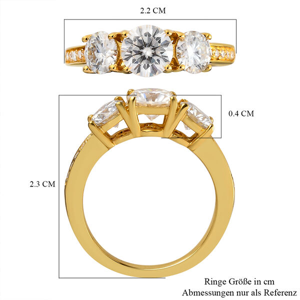 88 Facetten Moissanit Ring, 925 Silber vergoldet  ca. 1,67 ct image number 7