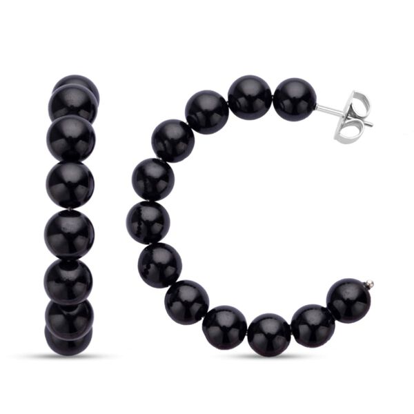 Schwarze Spinell Creolen, Edelstahl ca. 95,00 ct