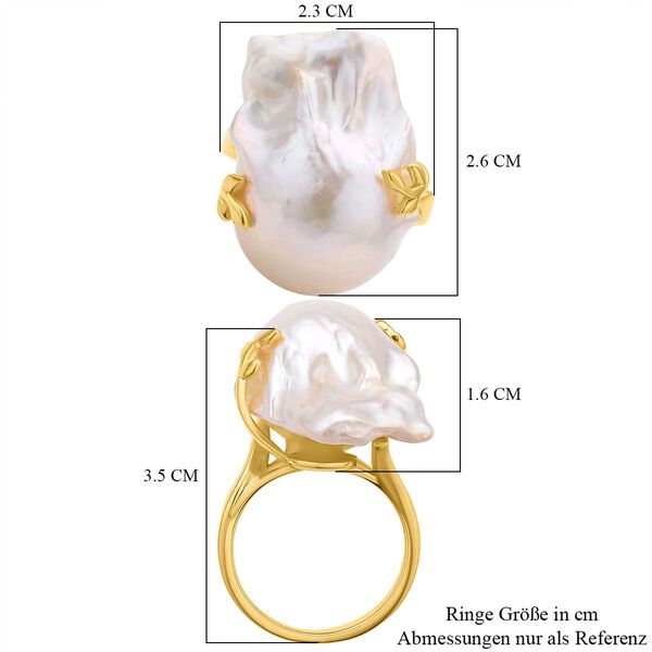 Baroque Perle und weißer Zirkon-Ring - 0,12 ct. image number 7