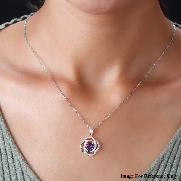 LUSTRO STELLA - Amethyst und Wei&szlig;er Zirkonia Anh&auml;nger 925 Silber image number 2