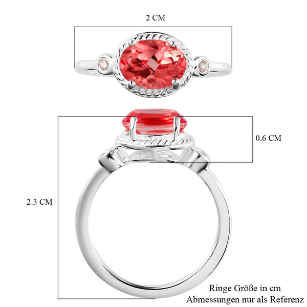 Padparadscha Triplett Quarz und Zirkon-Ring, 925 Silber  ca. 1,43 ct image number 7