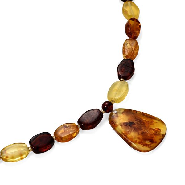 D'Joy Mehrfarbiger Bernstein Halskette ca. 50 cm 925 Silber vergoldet image number 4