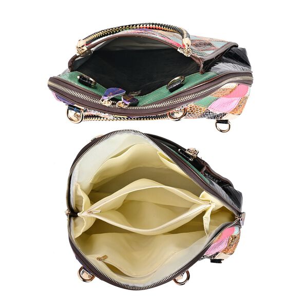 Chaos by Elsie - 100% Echtleder Patchwork Tasche mit RFID schutz, 31x28x12 cm, Patchwork image number 5