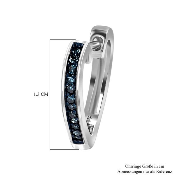 Blaue Diamant Herz-Creolen, 925 Silber platiniert ca. 0.15 ct image number 5