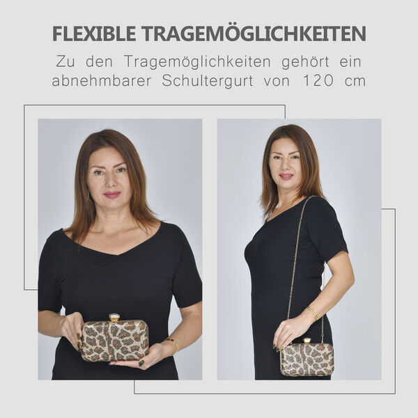Clutch mit facettierten Kristallen, Leoparden Muster image number 6
