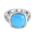 Natürlicher Sleeping Beauty Türkis Solitär Ring 925 Silber platiniert (Größe 17.00) 4.32 ct
