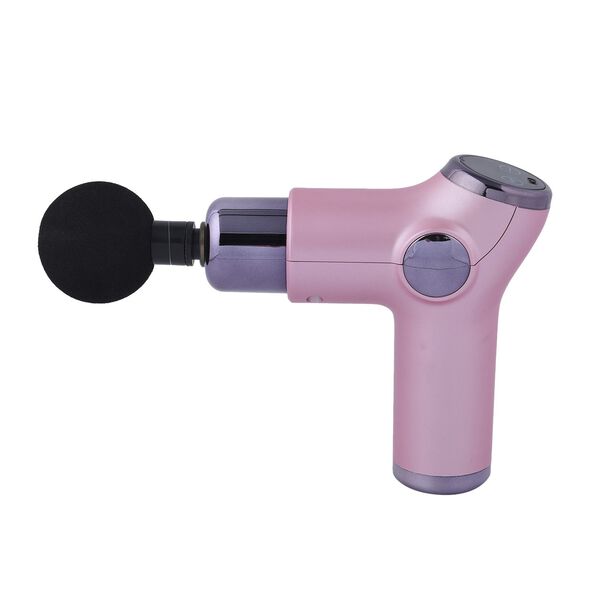 Mini-Muskel-Massage-Pistole mit 4 Massagek&ouml;pfen, 32 St&auml;rken, Rosa