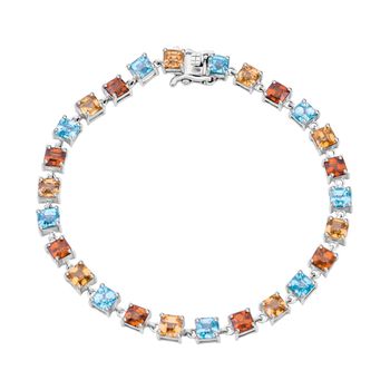 AAA Mehrfarbiges Zirkon Armband ca. 18 cm 925 Silber rhodiniert ca. 18.75 ct