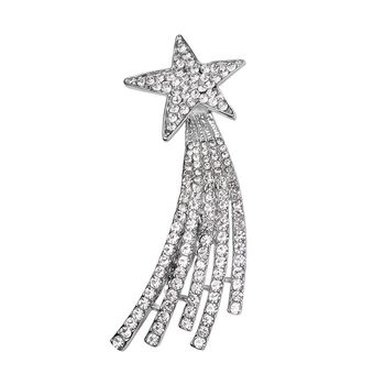 Wei&szlig;er Kristall Brosche, Stern, silberfarben