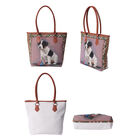 Jute Handtasche für Frauen, Hundemuster, Größe: 11x36x28 cm, Lila image number 2