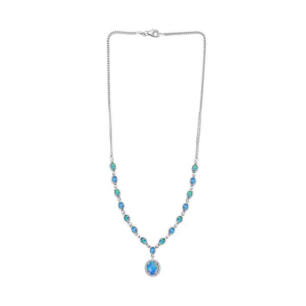 AA natürliche, äthiopische Welo Opal und Zirkon-Halskette, 45 cm - 7,59 ct. image number 6