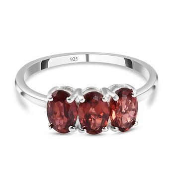 Roter Granat-Ring, 925 Silber (Gr&ouml;&szlig;e 16.00) ca. 1,66 ct