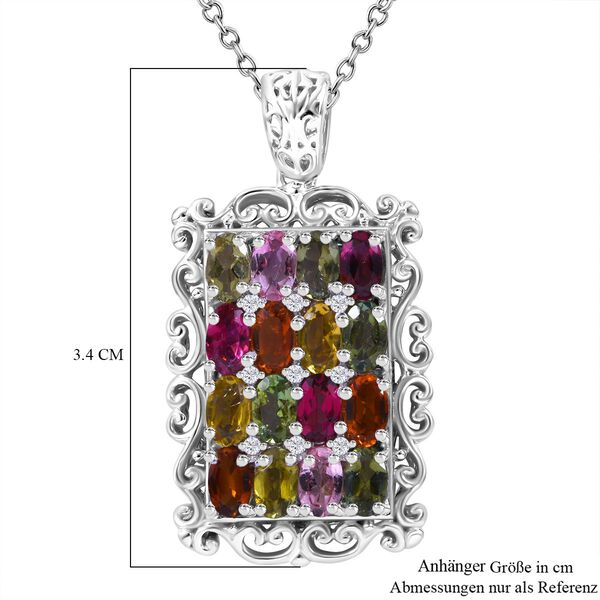 Mehrfarbig-Turmalin, Weißer Zirkon Schmuckset 925 Silber rhodiniert ca. 3.92 ct image number 4