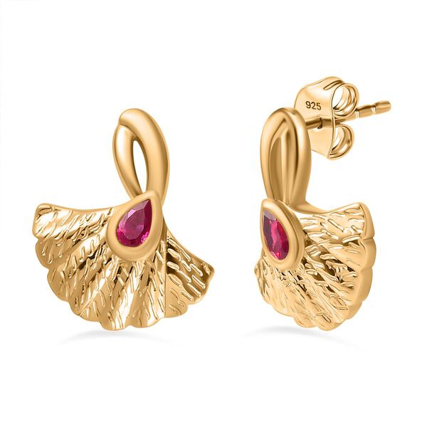 GP Spezial Kollektion - AA Afrikanische Rubin (Fissure gef&uuml;llt), Kanchanaburi Blauer Saphir Ohrringe 925 Silber Gelbgold Vermeil ca. 0.67 ct