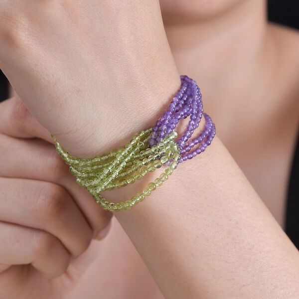 Peridot und afrikanisches Amethyst-Armband, 19 cm - 100 ct. image number 3