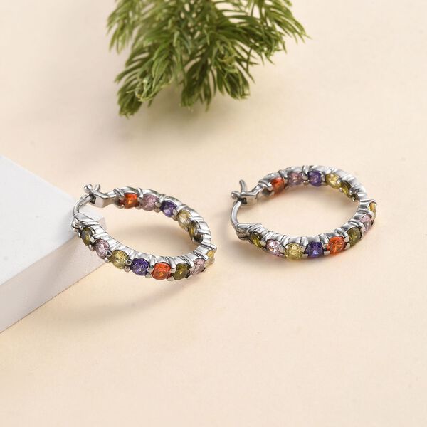 Mehrfarbige Zirkonia Ohrringe  Edelstahl image number 2