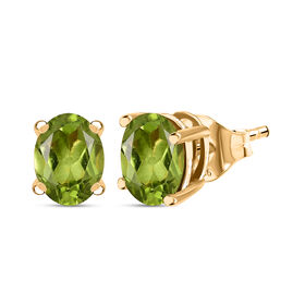 D'Joy Peridot Ohrringe 925 Silber 750 Gelb Vergoldet ca. 2,43 ct.