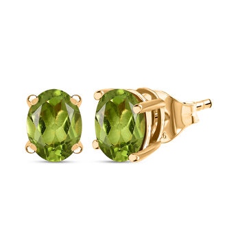 D'Joy Peridot Ohrringe 925 Silber 750 Gelb Vergoldet ca. 2.43 ct