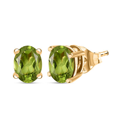 D'Joy Peridot Ohrringe 925 Silber 750 Gelb Vergoldet ca. 2.43 ct