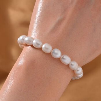 Wei&szlig;es S&uuml;&szlig;wasserperlen-Armband, 19 cm